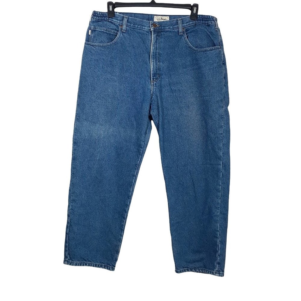 L.L. Bean Men's Comfort Waist Flannel Lined Blue Denim Jeans Size XXL